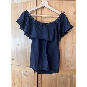 Loomstate For Barney’s Green Off The Shoulder 100% Cotton Top Size XS